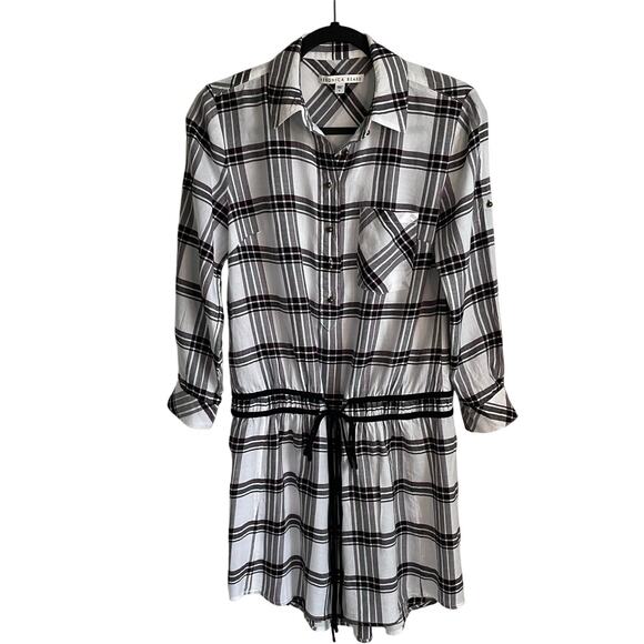 Veronica Beard Dresses & Skirts - Veronica Beard Shirt Dress Marcy Plaid Sz 4 Tie Waist Convertible Sleeve Preppy